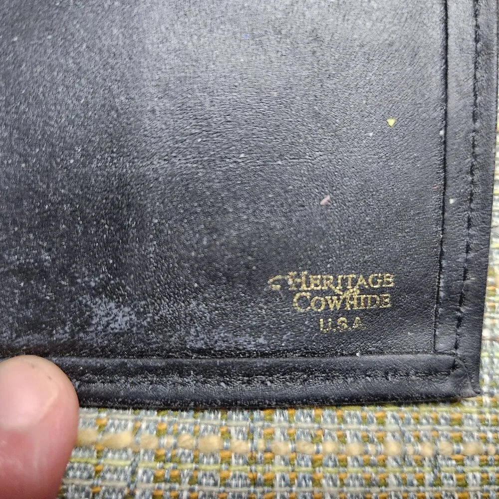 Heritage Cowhide USA Black Leather Mens Trifold Wallet Card Money Holder